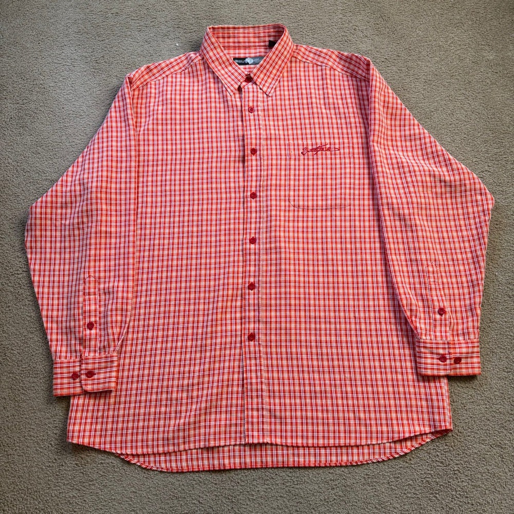 Vintage Southpole Button Up Shirt Men's Extra Large Orange Plaid Y2K Skater